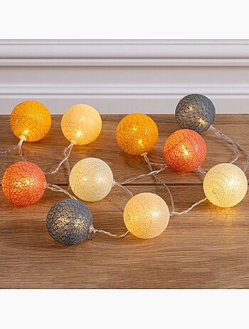Guirlande LED à pile boules en coton tissé OYA