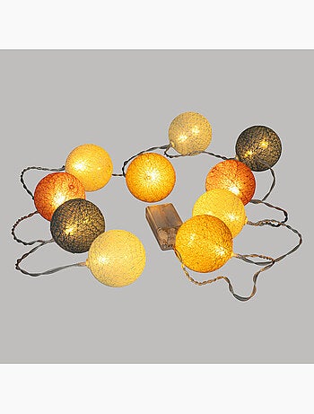 Guirlande LED à pile boules en coton tissé OYA