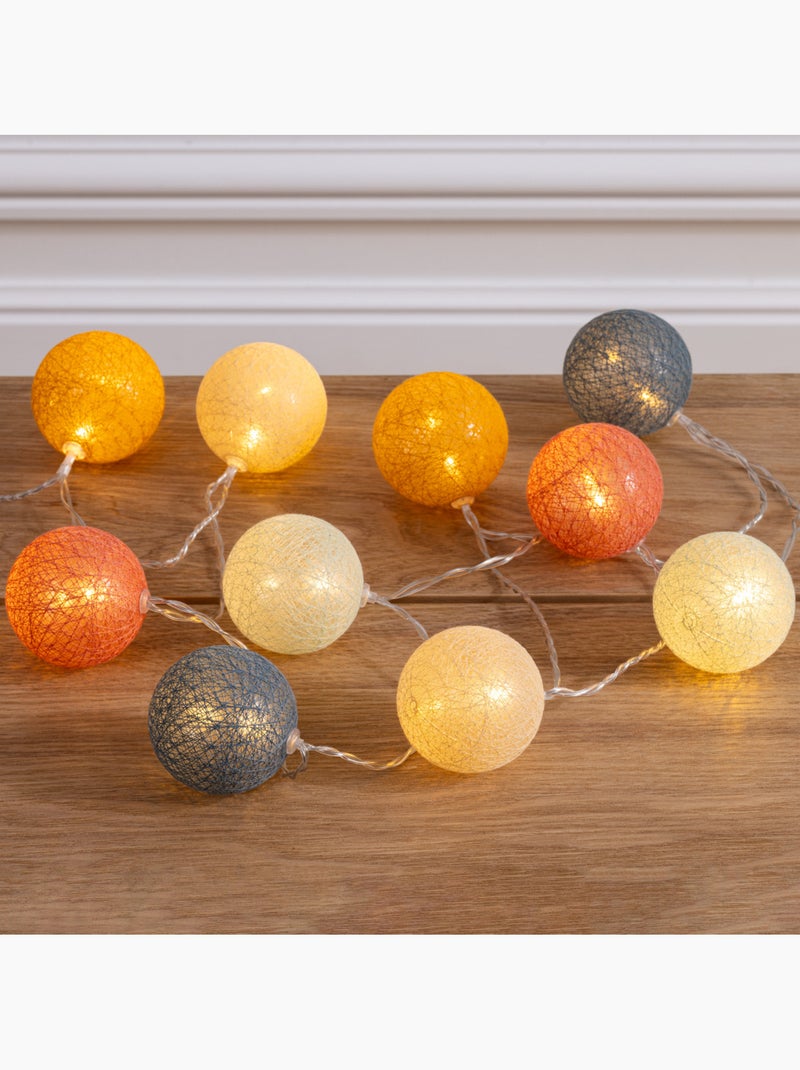 Guirlande LED à pile boules en coton tissé OYA Multicolore - Kiabi