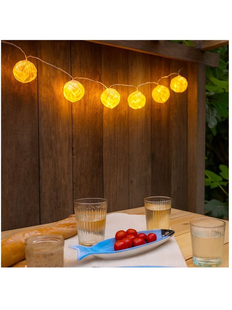 Guirlande LED en rotin 165cm Beige - Kiabi