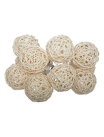 Guirlande lumineuse 10 boules LED en rotin