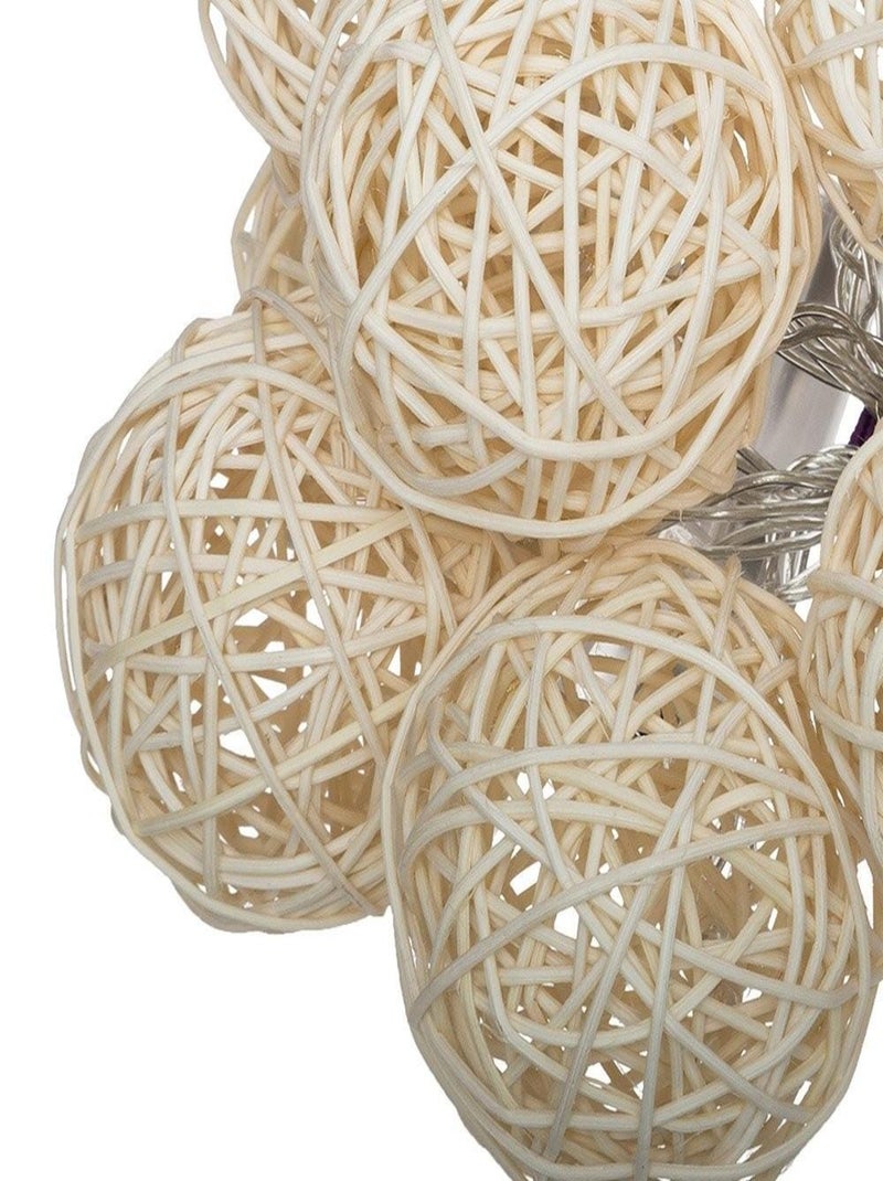 Guirlande lumineuse 10 boules LED en rotin Beige - Kiabi