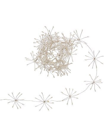 Guirlande lumineuse à pompons d'intérieur 4 m 400 led blanc chaud fil cuivre à piles