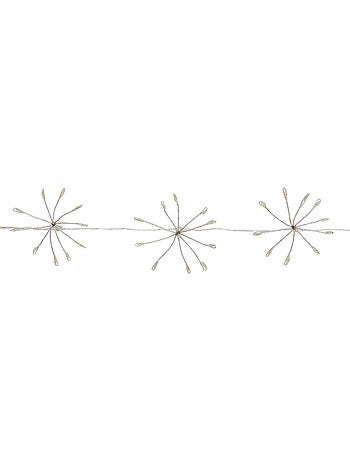 Guirlande lumineuse à pompons d'intérieur 4 m 400 led blanc chaud fil cuivre à piles