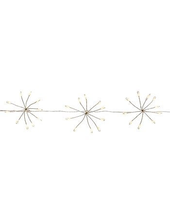 Guirlande lumineuse à pompons d'intérieur 4 m 400 led blanc chaud fil cuivre à piles