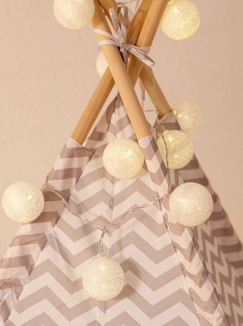 Guirlande lumineuse Blanche 10 boules LED à piles - Kiabi