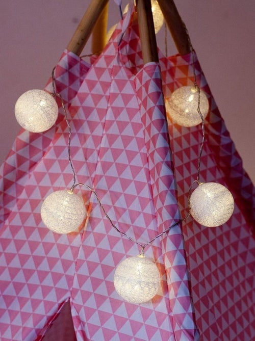 Guirlande lumineuse Blanche 10 boules LED à piles - Kiabi