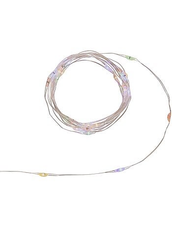 Guirlande lumineuse d'intérieur 2 m 40 led blanc froid fil cuivre lumière fixe avec minuteur à piles