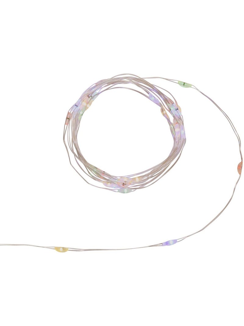 Guirlande lumineuse d'intérieur 2 m 40 led multicolore fil cuivre lumière fixe avec minuteur à piles Multicolore - Kiabi