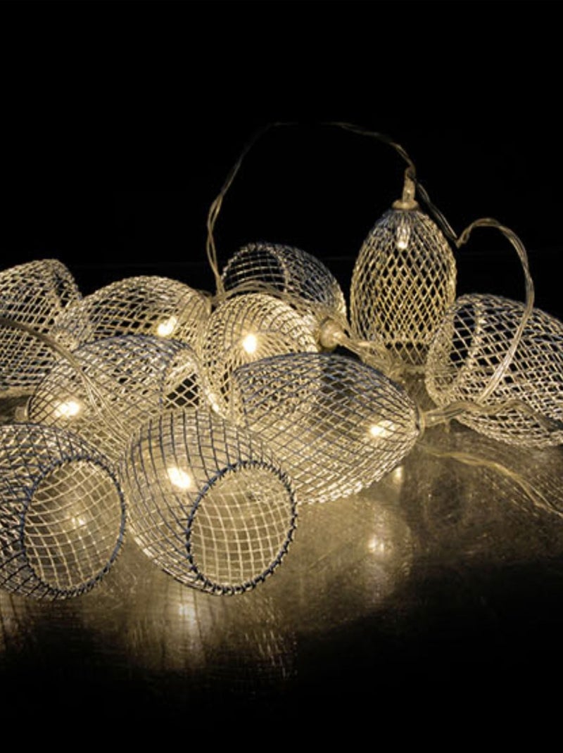 Guirlande lumineuse en métal 10 LED Cage - L. 175 cm Argent - Kiabi