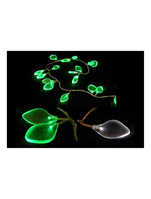 Guirlande lumineuse feuilles givrees vert - Kiabi