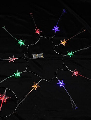 Guirlande Lumineuse LED Étoiles Fibre Optique 10 LED Multicolores