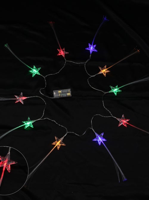 Guirlande Lumineuse LED Étoiles Fibre Optique 10 LED Multicolores - Kiabi