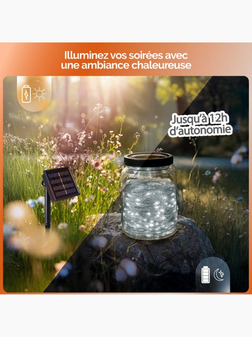 Guirlande solaire extérieure lumineuse jardin, terrasse - 12 m -  Linxor - Kiabi