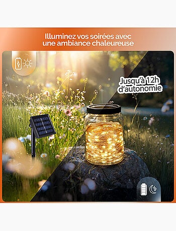 Guirlande solaire extérieure lumineuse jardin, terrasse - 22 m - Linxor