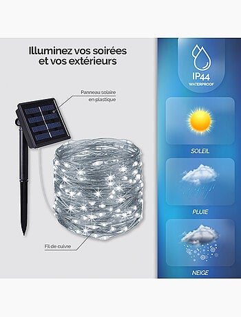 Guirlande solaire extérieure lumineuse jardin, terrasse - 22 m - Linxor