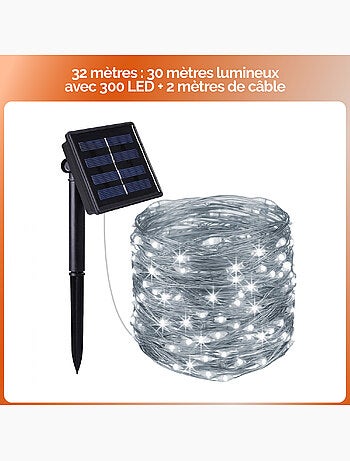 Guirlande solaire extérieure lumineuse jardin, terrasse - 32 m -Linxor