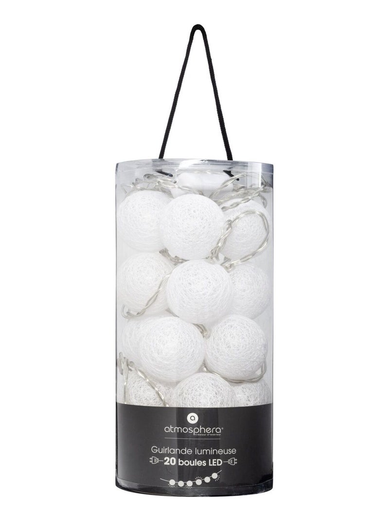 Guirlande sur secteur LED 20 boules Blanc - Kiabi