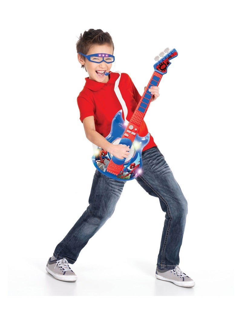 Guitare Électronique Lumineuse avec lunettes et micro Spider-Man Bleu - Kiabi