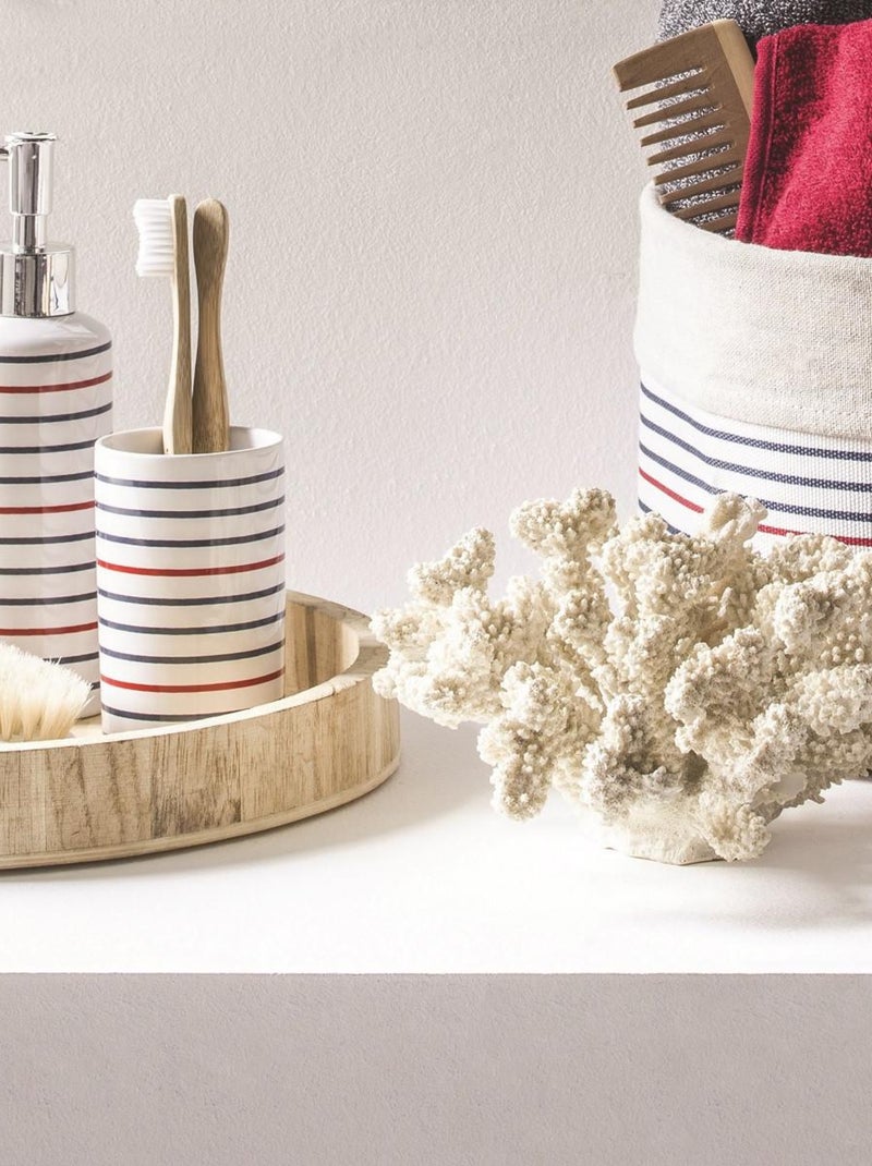 Guy Levasseur - Distributeur de savon à rayures en céramique Blanc - Kiabi