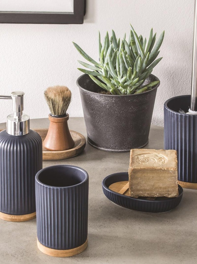 Guy Levasseur - Distributeur de savon strié en céramique gris anthracite - Kiabi