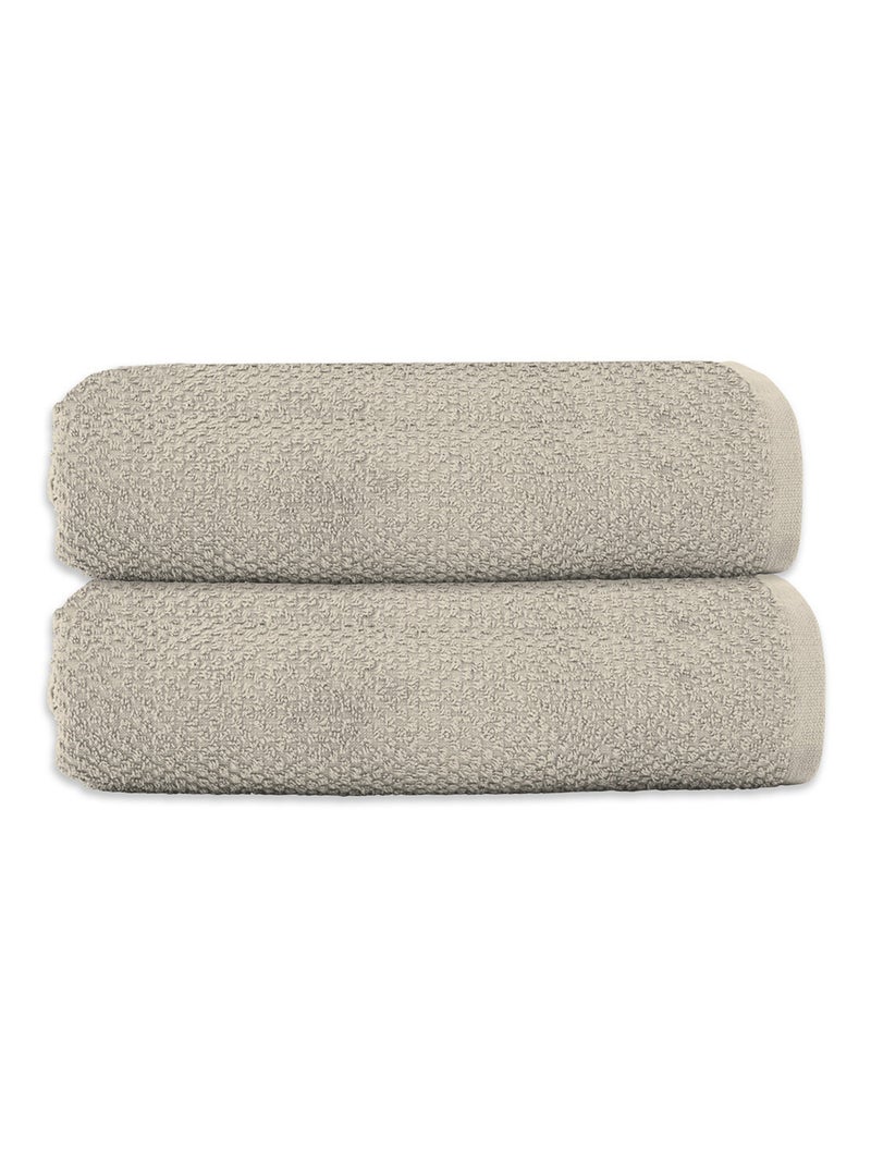 Guy Levasseur - Lot 2 serviettes de bain 70x140 coton éponge Beige - Kiabi