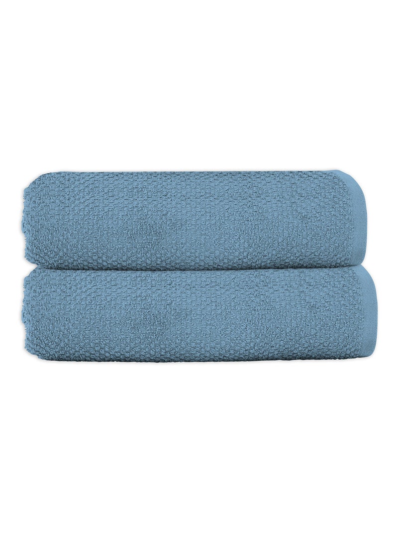 Guy Levasseur - Lot 2 serviettes de bain 70x140 coton éponge Bleu - Kiabi