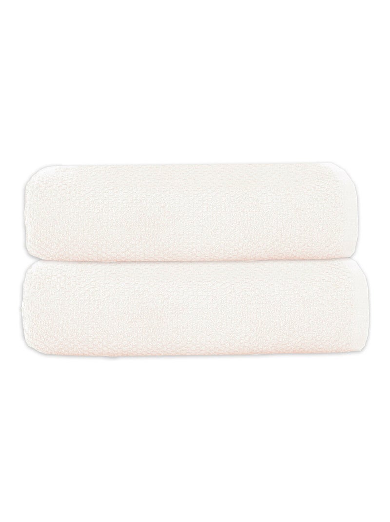 Guy Levasseur - Lot 2 serviettes de bain 70x140 coton éponge Ecru - Kiabi