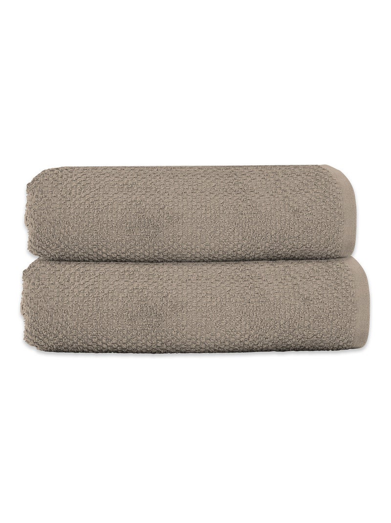 Guy Levasseur - Lot 2 serviettes de bain 70x140 coton éponge Gris taupe - Kiabi