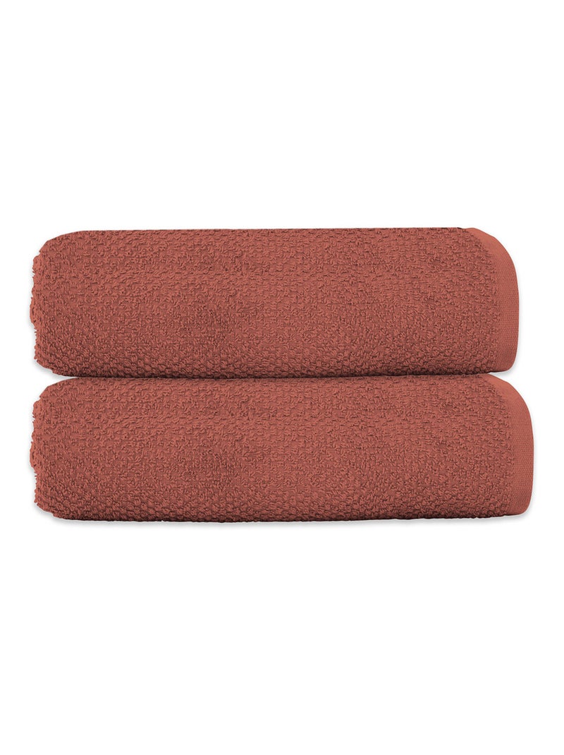 Guy Levasseur - Lot 2 serviettes de bain 70x140 coton éponge Rose - Kiabi