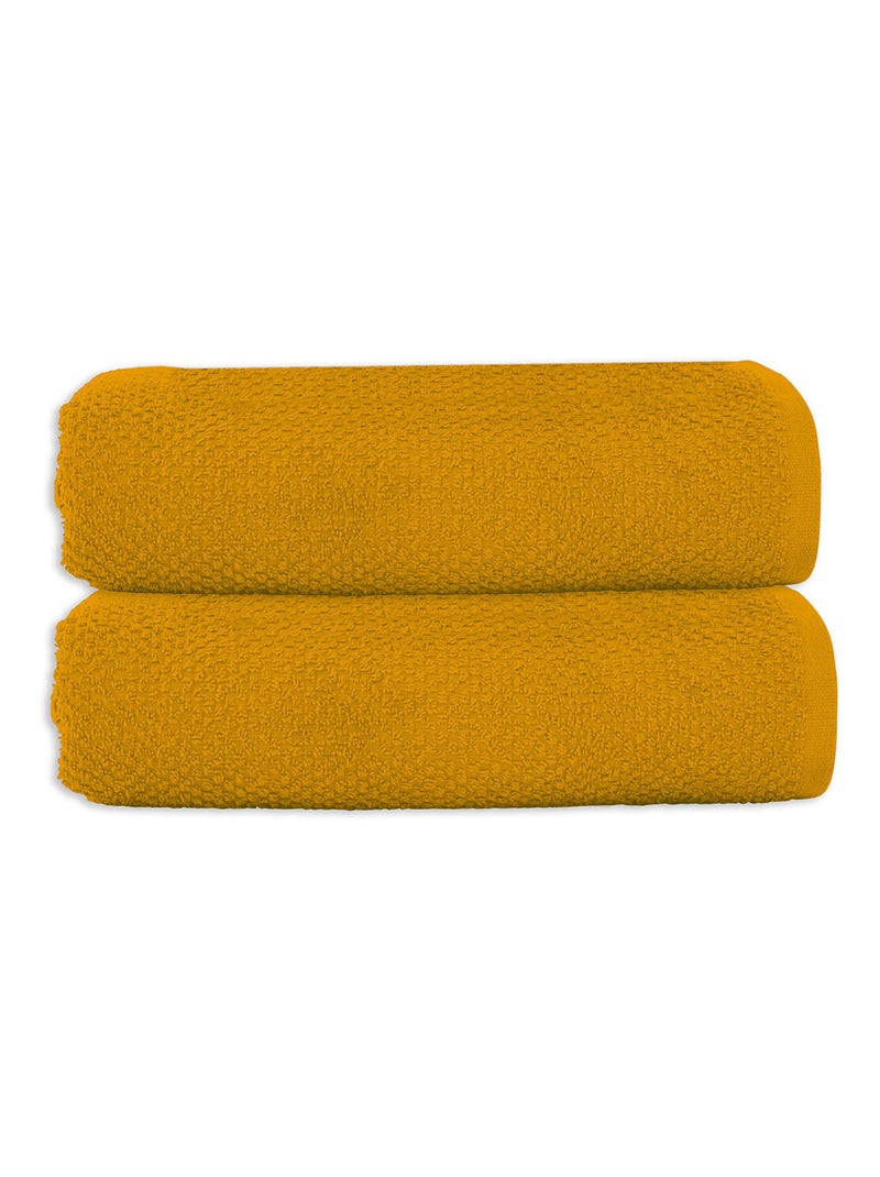 Guy Levasseur - Lot 2 serviettes de bain 70x140 coton éponge Safran - Kiabi