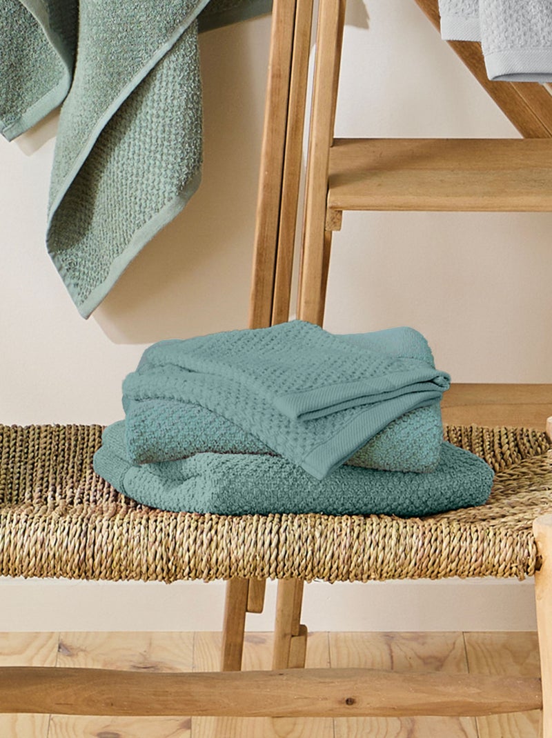 Guy Levasseur - Lot 2 serviettes de bain et 2 gants de toilette Bleu azur - Kiabi