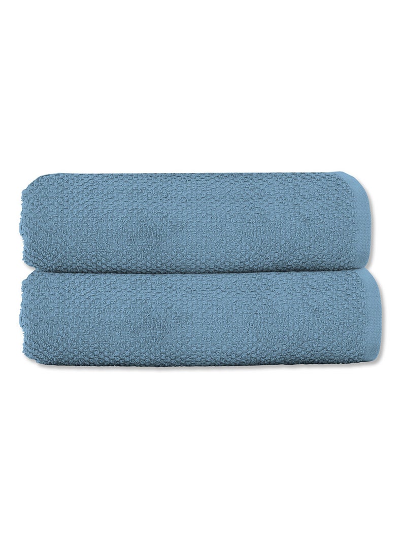 Guy Levasseur - Lot 2 serviettes de toilette 50x90 coton éponge Bleu - Kiabi