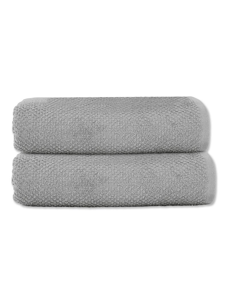 Guy Levasseur - Lot 2 serviettes de toilette 50x90 coton éponge Gris - Kiabi