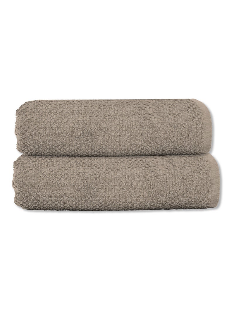 Guy Levasseur - Lot 2 serviettes de toilette 50x90 coton éponge Gris taupe - Kiabi