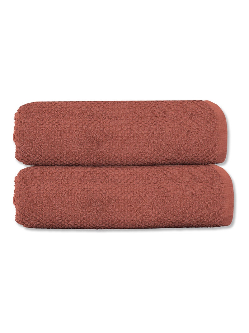 Guy Levasseur - Lot 2 serviettes de toilette 50x90 coton éponge Rose - Kiabi