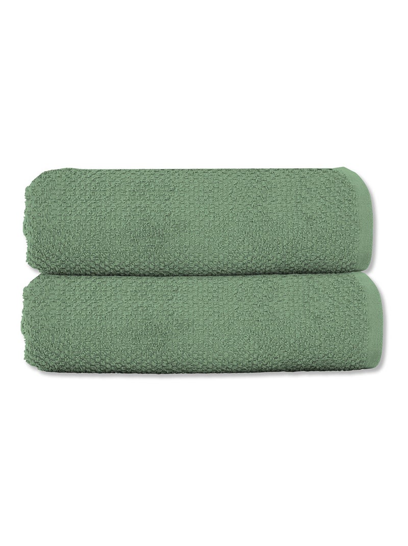 Guy Levasseur - Lot 2 serviettes de toilette 50x90 coton éponge Vert d'eau - Kiabi
