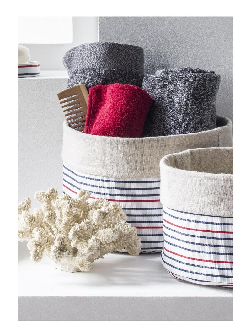 Guy Levasseur - Lot de 2 paniers de rangement à rayures en polycoton Blanc - Kiabi