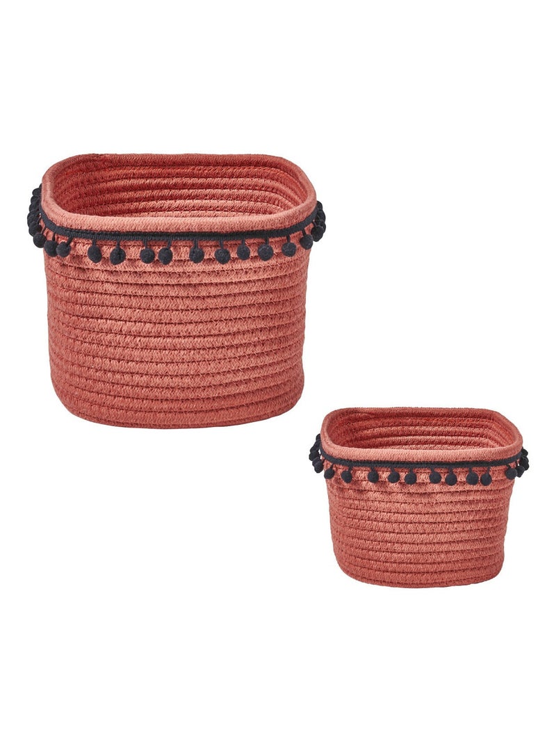 Guy Levasseur - Lot de 2 paniers de rangements corde de coton Rouge brique - Kiabi
