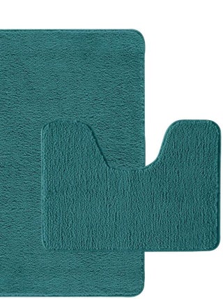 Guy Levasseur - Lot de 2 tapis de bain polyester  50x80cm +  50x40cm bleu paon