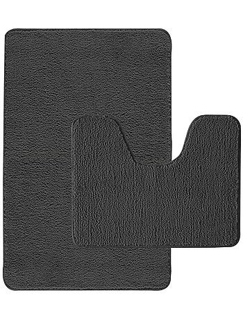 Guy Levasseur - Lot de 2 tapis de bain polyester 50x80cm + 50x40cm gris
