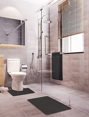 Guy Levasseur - Lot de 2 tapis de bain polyester 50x80cm + 50x40cm gris