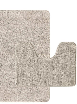 Guy Levasseur - Lot de 2 tapis de bain polyester  50x80cm +  50x40cm ecru
