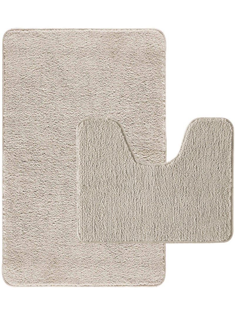 Guy Levasseur - Lot de 2 tapis de bain polyester 50x80cm + 50x40cm ecru Ecru - Kiabi