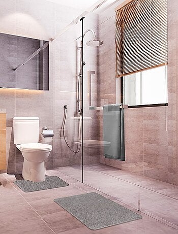 Guy Levasseur - Lot de 2 tapis de bain polyester 50x80cm + 50x40cm gris