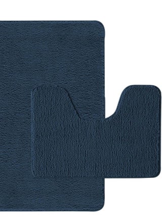 Guy Levasseur - Lot de 2 tapis de bain polyester  50x80cm +  50x40cm marine