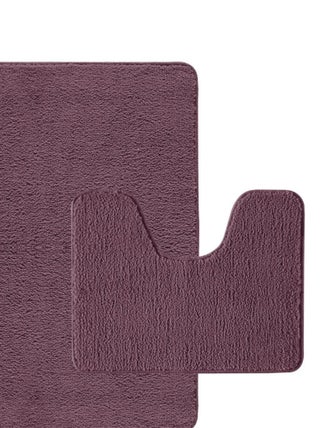 Guy Levasseur - Lot de 2 tapis de bain polyester  50x80cm +  50x40cm violine