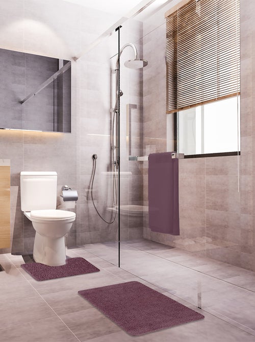 Guy Levasseur - Lot de 2 tapis de bain polyester 50x80cm + 50x40cm violine - Kiabi