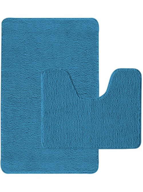 Guy levasseur - lot de 2 tapis de bain polyester 50x80cm + contour 50x40cm - Kiabi Guy levasseur - lot de 2 tapis de bain polyester 50x80cm + contour 50x40cm - Kiabi