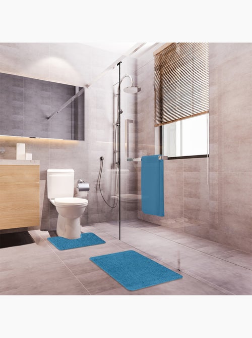 Guy levasseur - lot de 2 tapis de bain polyester 50x80cm + contour 50x40cm - Kiabi Guy levasseur - lot de 2 tapis de bain polyester 50x80cm + contour 50x40cm - Kiabi